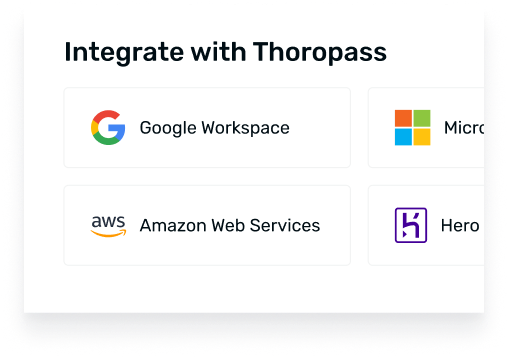 Available integrations including Google Workspace and Amazon Web Services