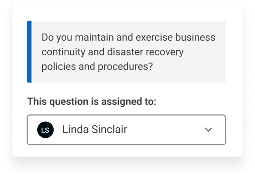 Screenshot of a security questionnaire question being assigned to an employee