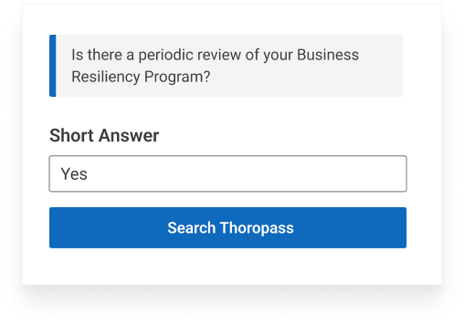 Screenshot of answers being searched for a vendor DDQ form in Thoropass